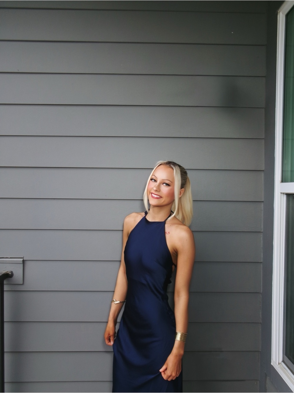 Navy Halter Midi Dress - Elegant Women's Evening Dress #weddingguest #prom